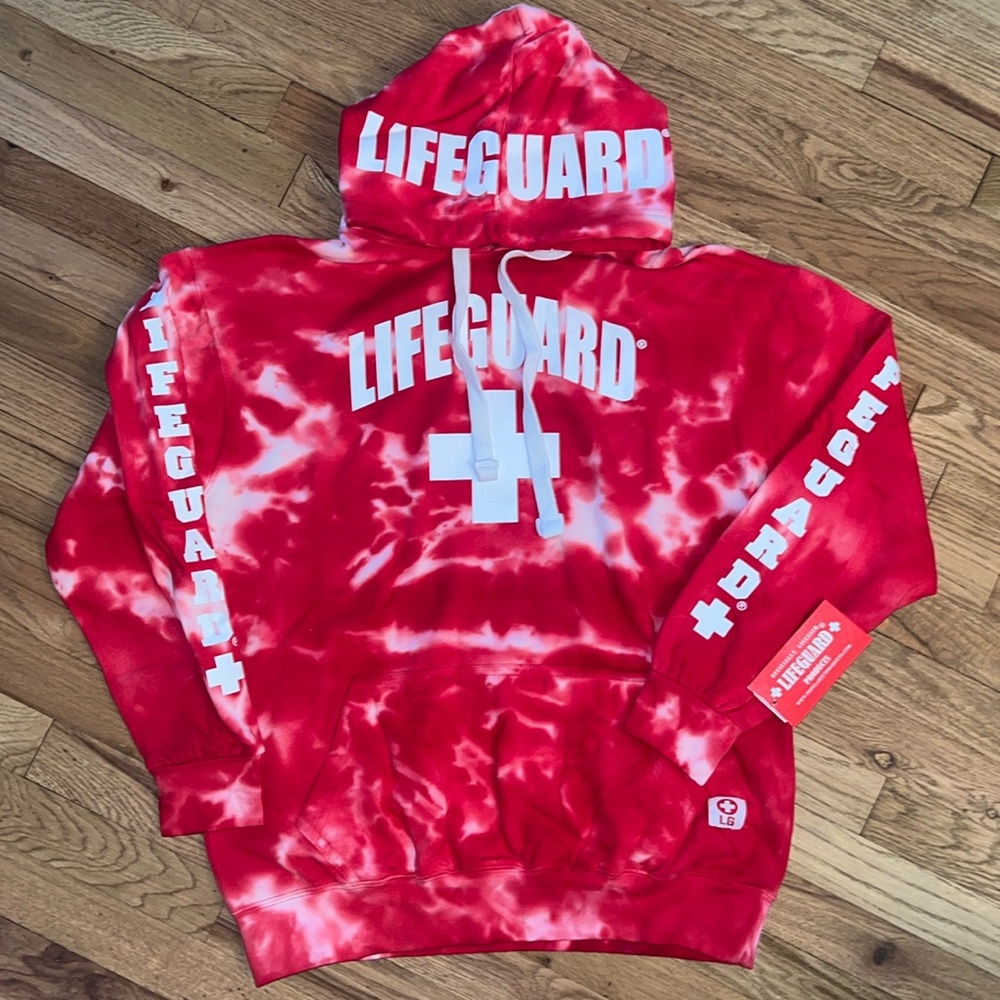 NWT Tie Dye Life Guard Hoodie Size Large